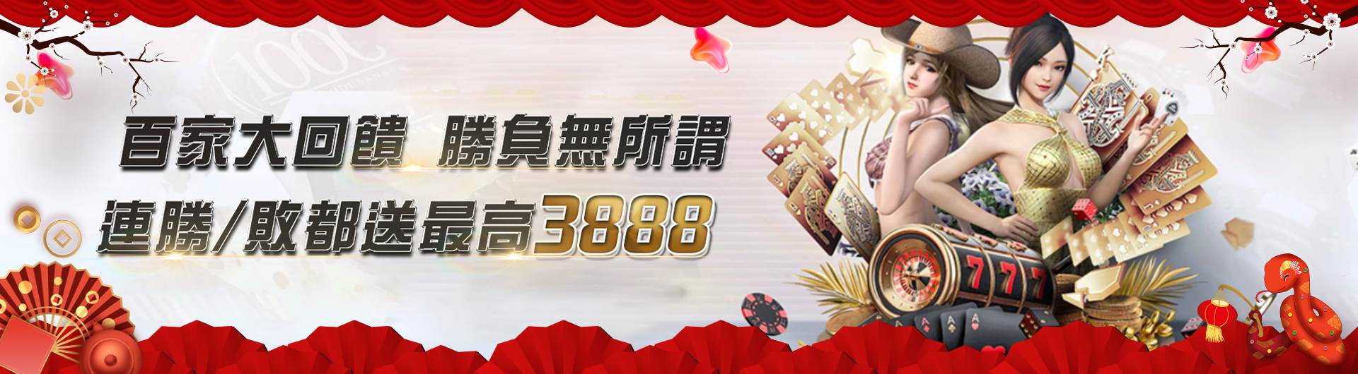 百家大回饋 勝負無所謂 連勝/敗都送最高3888