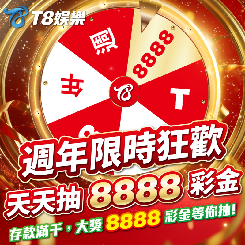 週年限時狂歡 天天抽8888彩金