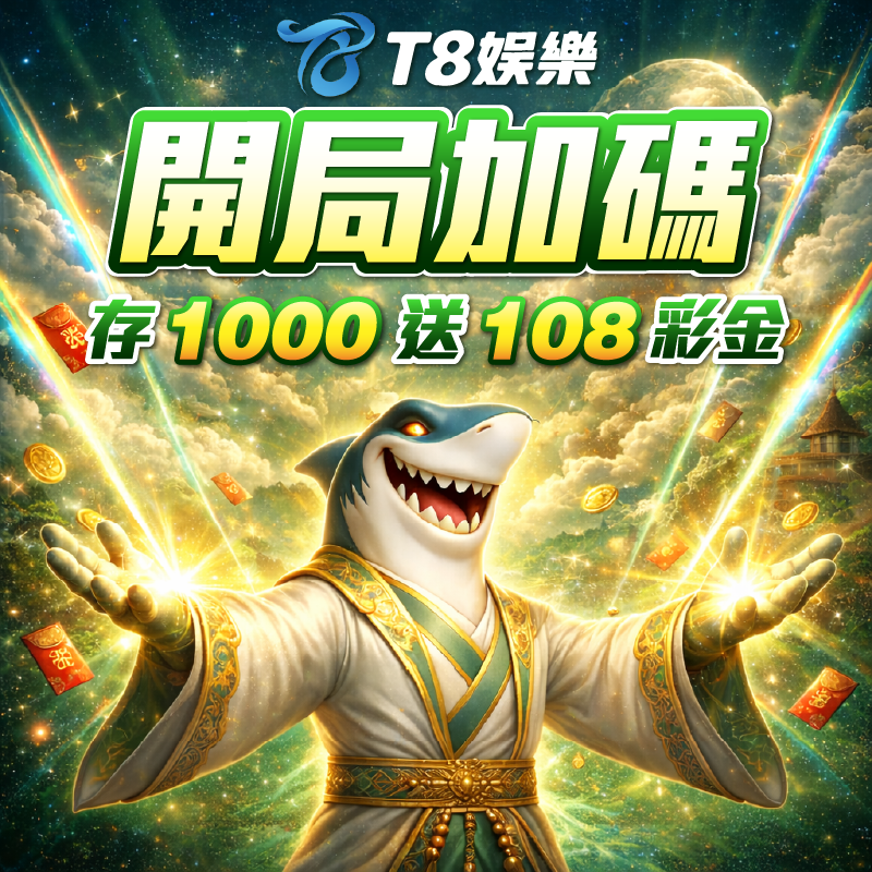 T8開局加碼 存1000送108彩金
