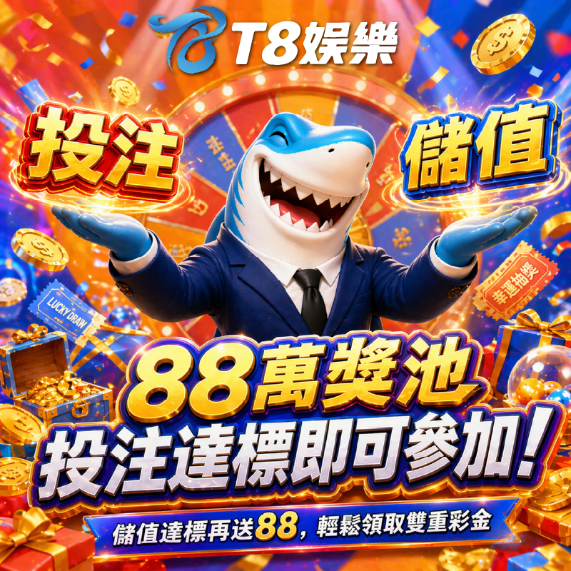 T8 x《投注100點拚獎池88萬｜儲值達標再加碼》